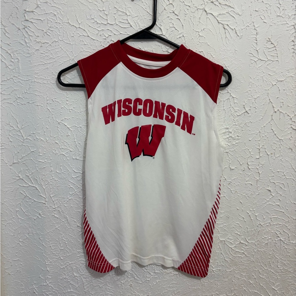 Wisconsin Women's Sleeveless Tee - Red & White
